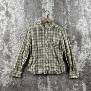 Denim Supply Ralph Lauren Shirt Medium Womens Tomboy Green Plaid Flannel Button
